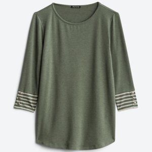 PINK CLOVER Kalonice Button Cuff Sleeve Knit Top